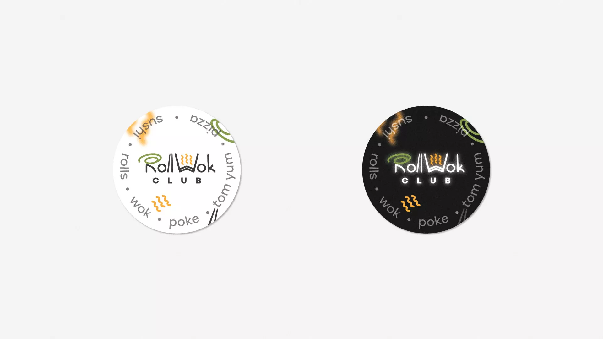 Разработка наклеек для суши-бара «Roll Wok Club» в Михайлове